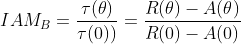 IAM_{B}=\frac{\tau (\theta )}{\tau (0)}=\frac{R(\theta)-A(\theta )}{R(0)-A(0)}